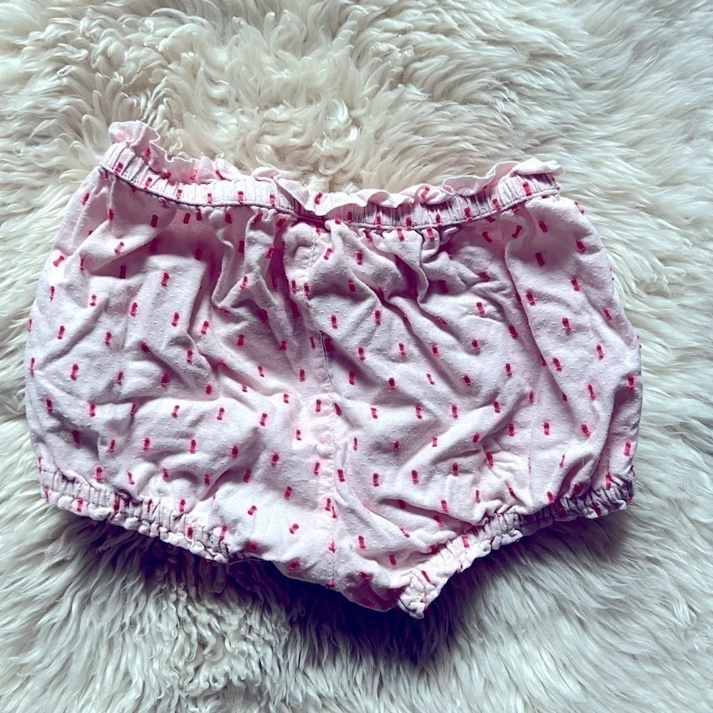 Baby Gap bloomers shorts girls pink w/dark sewn pattern, white llama print 6M